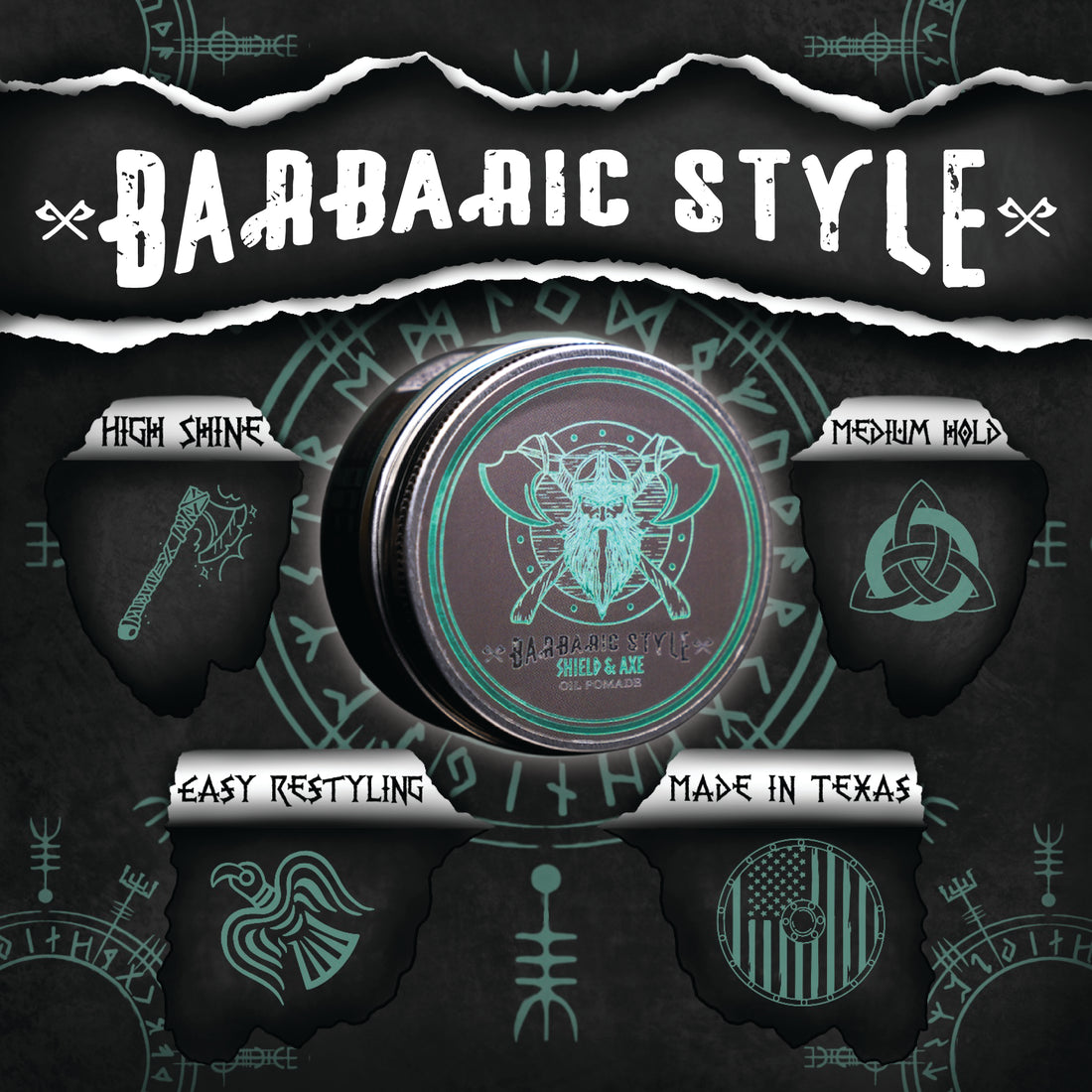Shield and Axe Oil Pomade | Barbaric Style