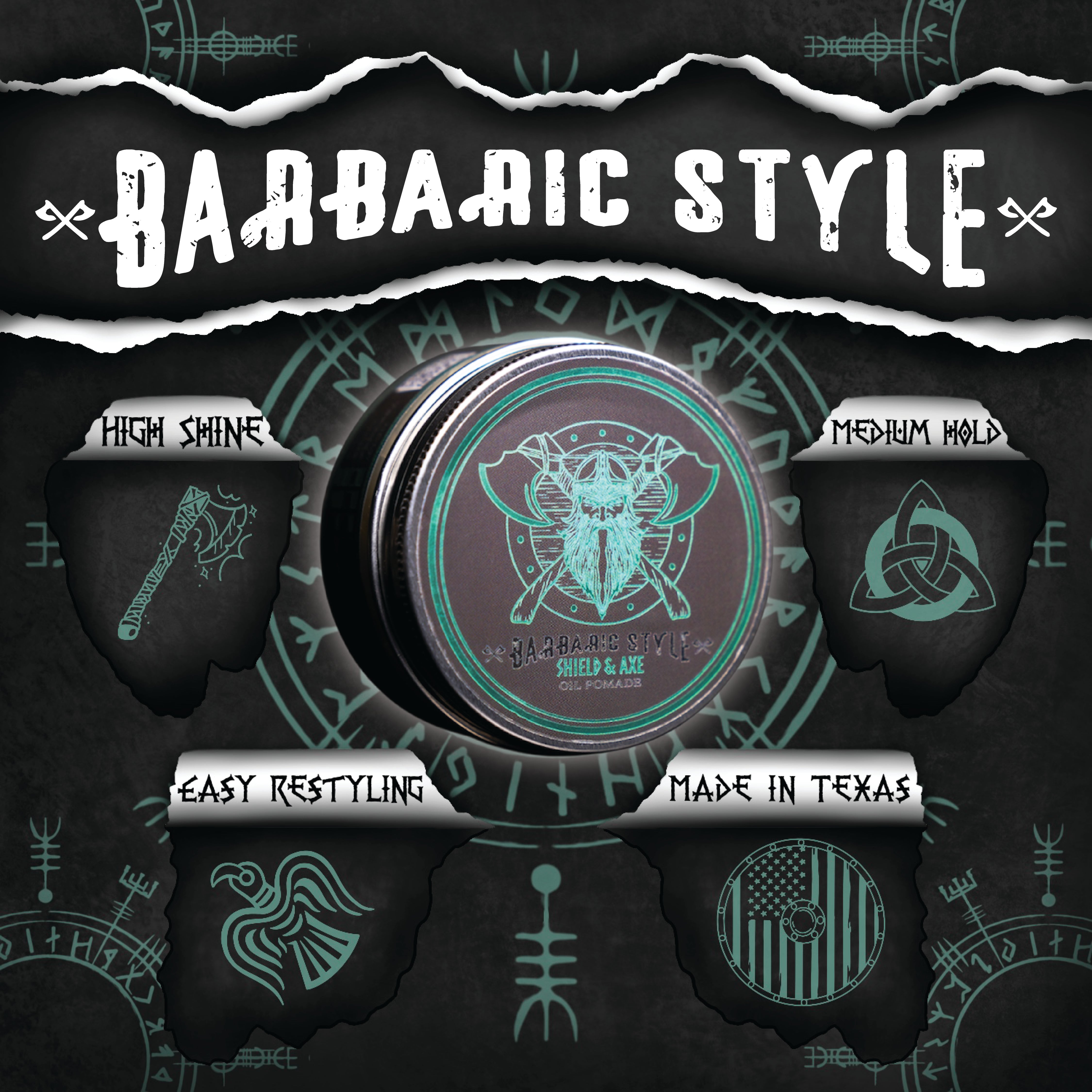 Shield and Axe Oil Pomade | Barbaric Style